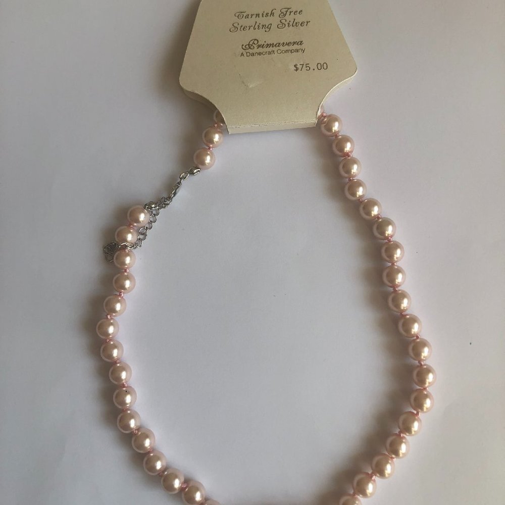 Primavera Danecraft sterling silver pink glass pearls New